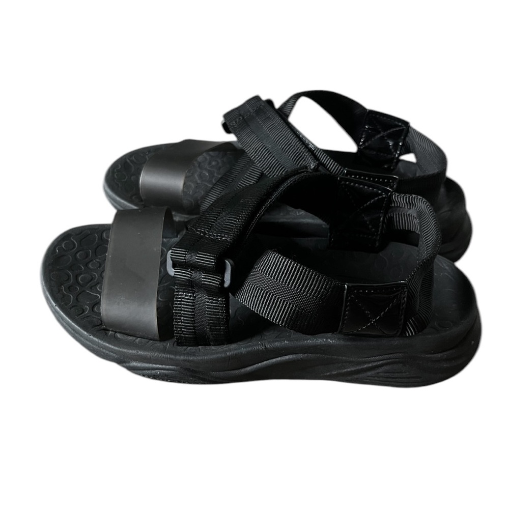 Mark Nason Womens Black Runyon Peakloop Platform Strappy Sandals Size 7.5/8